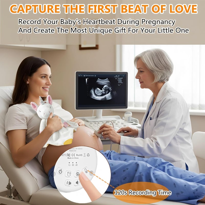 BEREST Unicorn Baby Sleep Soother 4-in-1 Sound Machine with Heartbeat & White Noise|Security Blanket & Pacifier Holder|Soothing Plush Toy for Newborns|Perfect Baby Registry Essential & Christmas Gift - Image 4